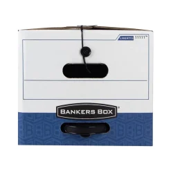 Bankers Box Liberty Plus Heavy-Duty FastFold File Storage Boxes, String & Button, Letter Size, White/Blue, 12/Carton (11111)