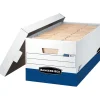 Bankers Box Presto Heavy-Duty Instant Assembly File Storage Boxes, Lift-Off Lid, Letter Size, White/Blue, 4/Pack (0063102)