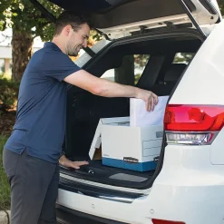 Bankers Box R-Kive® Heavy-Duty FastFold File Storage Boxes, Lift-Off Lid, Letter/Legal Size, White/Blue, 12/Carton (07243)