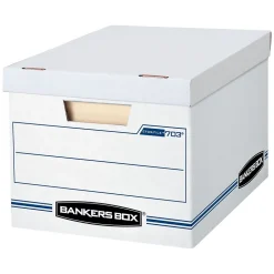 Bankers Box Stor/File 60% Recycled Corrugated File Box Lift Off Lid, Letter/Legal Size, White/Blue, 20/Pack (0070333)