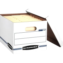 Bankers Box Stor/File 60% Recycled Corrugated File Box Lift Off Lid, Letter/Legal Size, White/Blue, 6/Pack (57036-04)