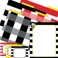 Barker Creek Buffalo Plaid & Wide Stripes File Folder, 1/3-Cut Tab, Letter Size, Assorted, 107/Set (142)
