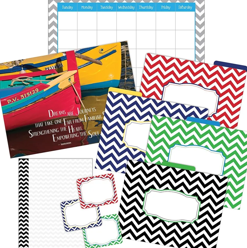 Barker Creek Chevron Nautical Office/Classroom Set, 109 Pieces/Set (BC6004)