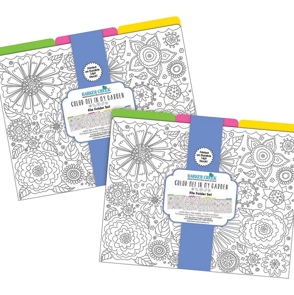Barker Creek Color Me! File Folder Set, 1/3-Cut Tab, Letter Size, In My Garden, 24/Set (4386)