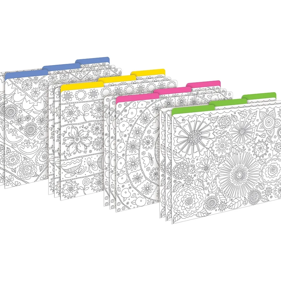 Barker Creek Color Me! Folder & Pocket Set, 1/3-Cut Tab, Letter Size, In My Garden, 42/Set (4409)