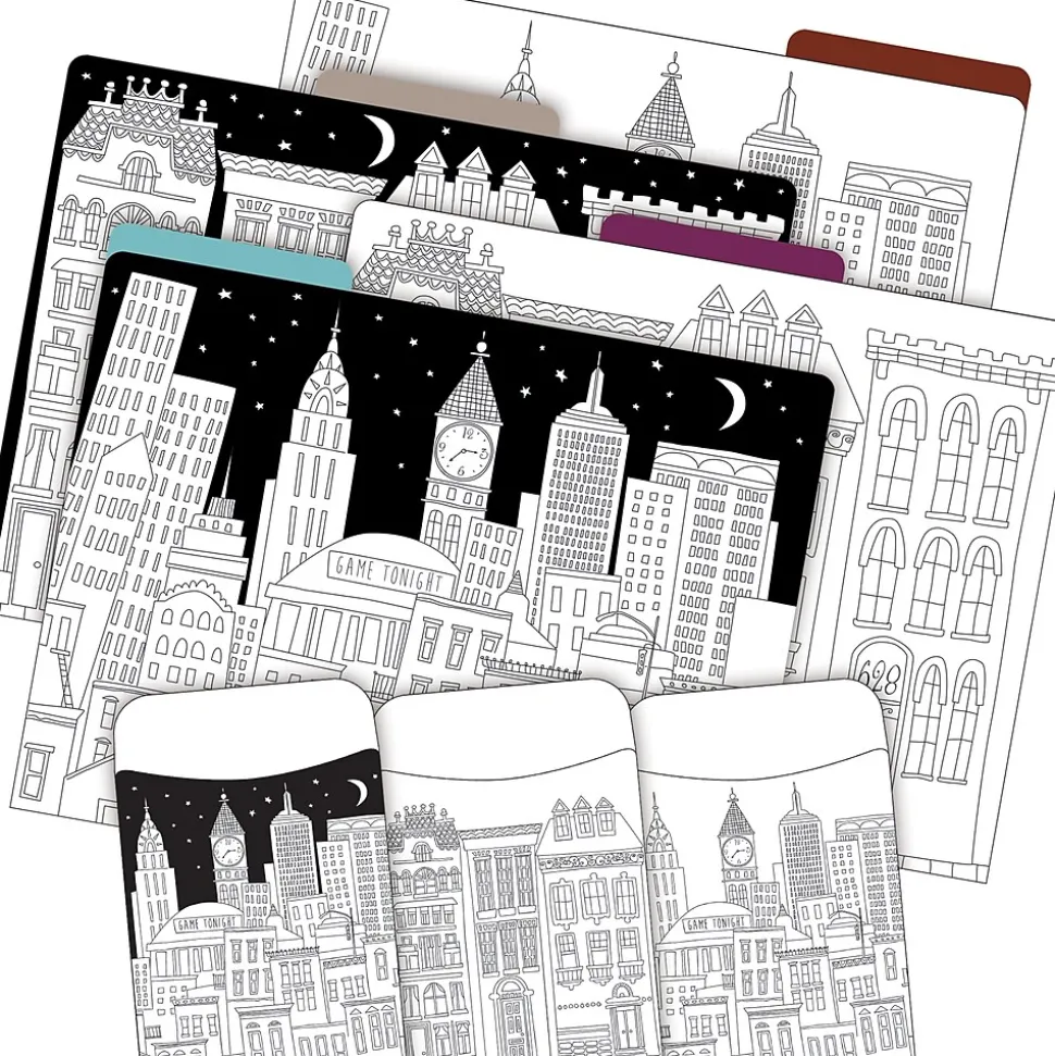 Barker Creek Color Me! Folder & Pocket Set, 1/3-Cut Tab, Letter Size, Cityscapes, 42/Set (4414)