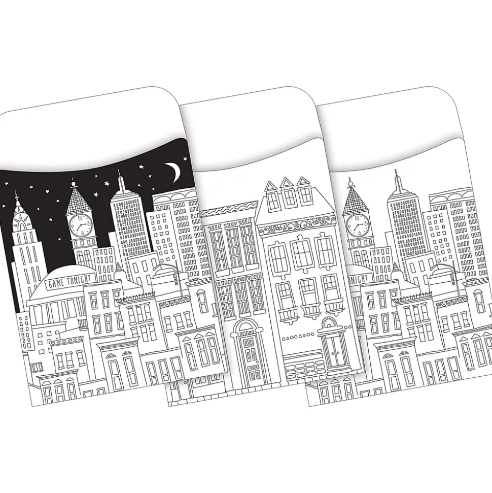 Barker Creek Color Me! Folder & Pocket Set, 1/3-Cut Tab, Letter Size, Cityscapes, 42/Set (4414)