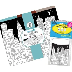 Barker Creek Color Me! Folder & Pocket Set, 1/3-Cut Tab, Letter Size, Cityscapes, 42/Set (4414)