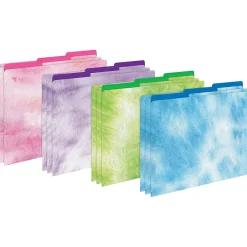 Barker Creek File Folder Set, 1/3-Cut Tab, Letter Size, Tie-Dye & Ombré, 107/Set (133)
