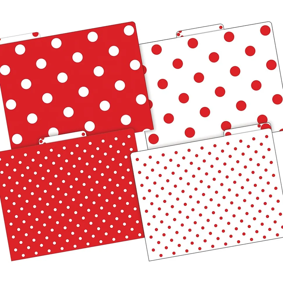 Barker Creek File Folder Set, 1/3-Cut Tab, Letter Size, Red & White Dot, 36/Set (4393)