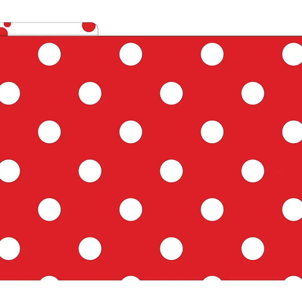Barker Creek File Folder Set, 1/3-Cut Tab, Letter Size, Red & White Dot, 36/Set (4393)