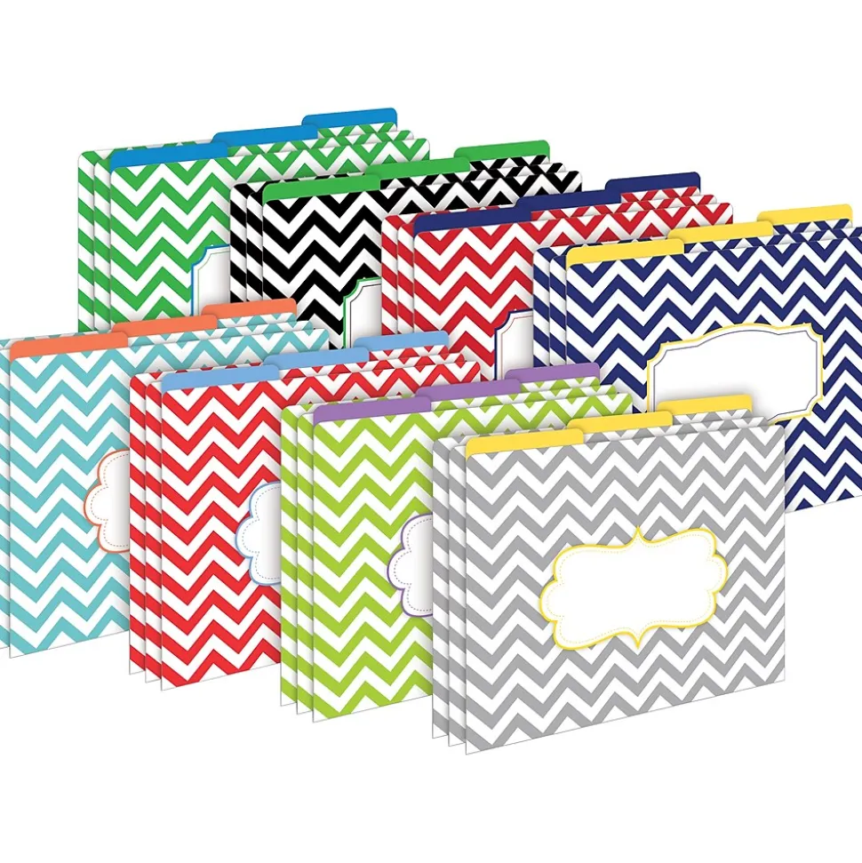 Barker Creek File Folder Set, 1/3-Cut Tab, Letter Size, Chevron, 24/Set (4135)