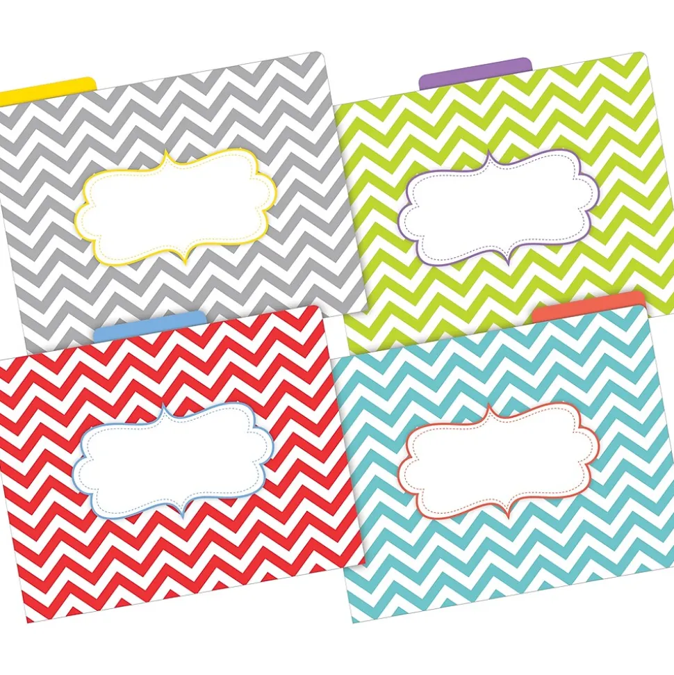 Barker Creek File Folder Set, 1/3-Cut Tab, Letter Size, Chevron, 24/Set (4135)