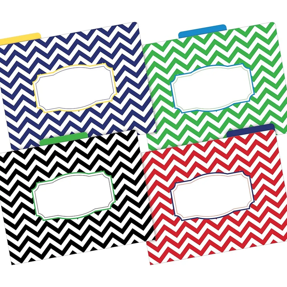 Barker Creek File Folder Set, 1/3-Cut Tab, Letter Size, Chevron, 24/Set (4135)