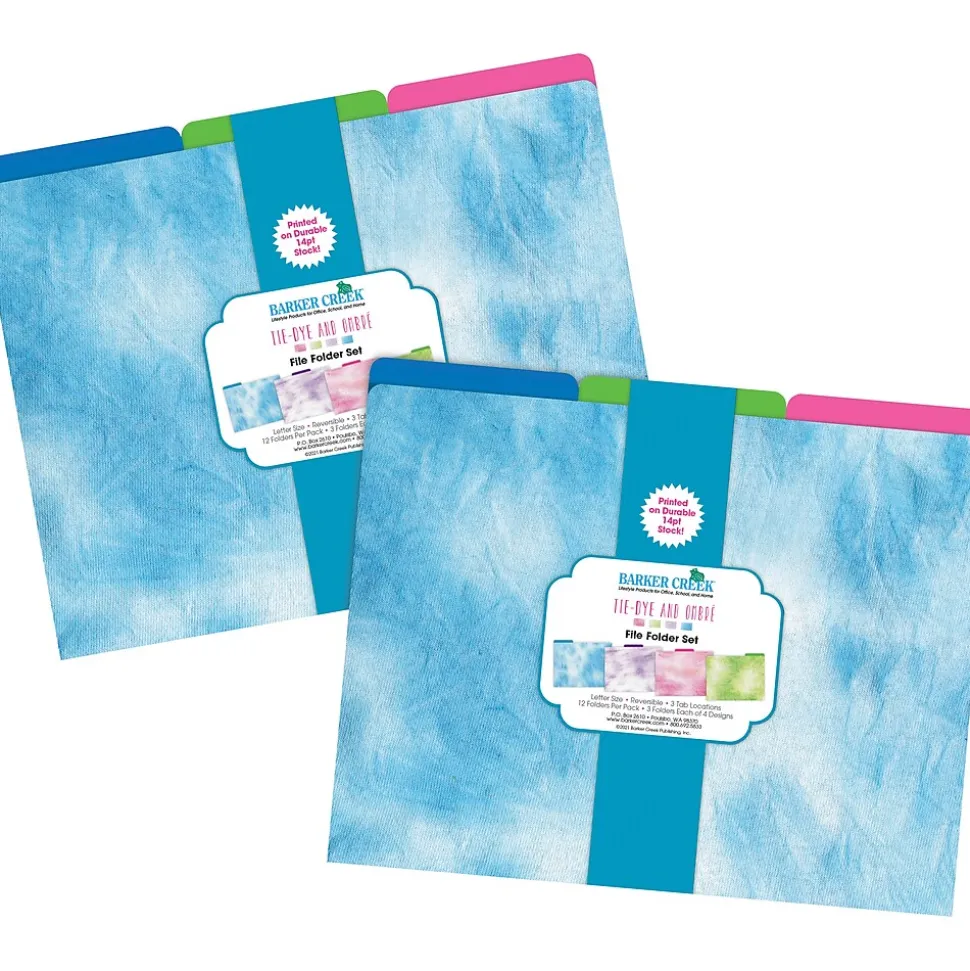 Barker Creek Tie-Dye & Ombré File Folder, 1/3-Cut Tab, Letter Size, Assorted, 24/Set (4402)