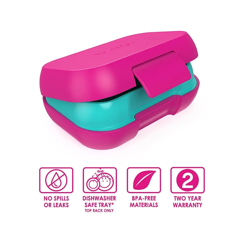 bentgo Kids Snack Container, Fuchsia/Teal, 12 oz. (BGKDSNK-F)