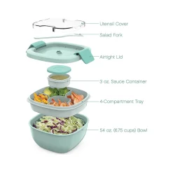 bentgo Salad Container, Coastal Aqua, 54 oz. (BGOSAL-CA)