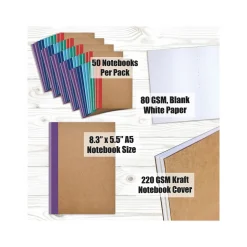 Better Office Composition Notebooks, 5.5" x 8.3", 30 Sheets, Assorted Colors, 50/Pack (25032-50PK)