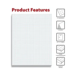 Better Office Graph Pad, 8.5" x 11", Quad-Ruled, White, 50 Sheets/Pad (25602)