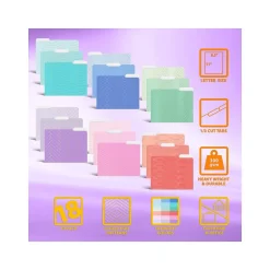 Better Office Heavy-Duty File Folders, 1/3-Cut Tab, Letter Size, Paper Stock, Ombre Rainbow, 18/Pack (80030-18PK)