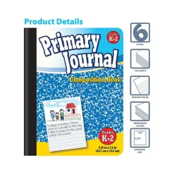 Better Office Primary Journal 1-Subject Composition Notebooks, 7.5" x 9.75", Primary, 100 Sheets, Blue, 6/Pack (25406-6PK)