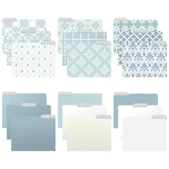 Better Office Soft Floral Tile Heavy-Duty File Folders, 1/3-Cut Tab, Letter Size, Paper Stock, 18/Pack (80033-18PK)