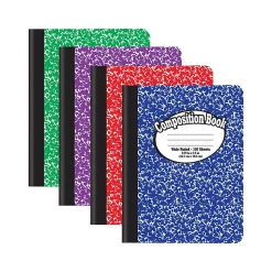 Better Office 1-Subject Composition Notebooks, 7.5" x 9.75", Wide Ruled, 100 Sheets, Assorted Colors, 12/Pack (25212-12PK)