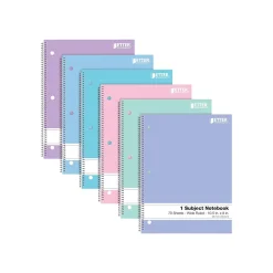 Better Office 1-Subject Notebooks, 8" x 10.5", Wide Ruled, 70 Sheets, 6/Pack (25626-6PK)