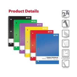 Better Office 1-Subject Notebooks, 8" x 10.5", College Ruled, 70 Sheets, 24/Pack (25724-24PK)