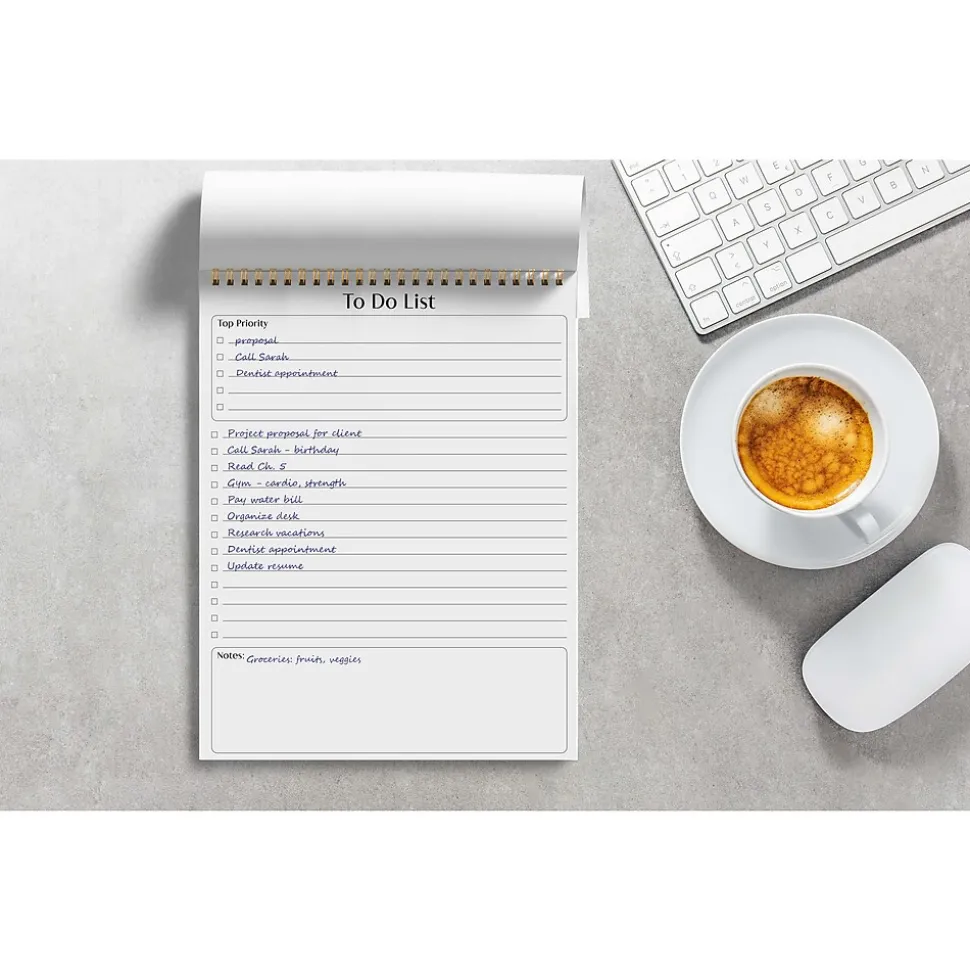 Better Office To-Do List Notepad, 8.5" x 11", Ruled, White, 50 Sheets/Pad, 3 Pads/Pack (25823-3PK)