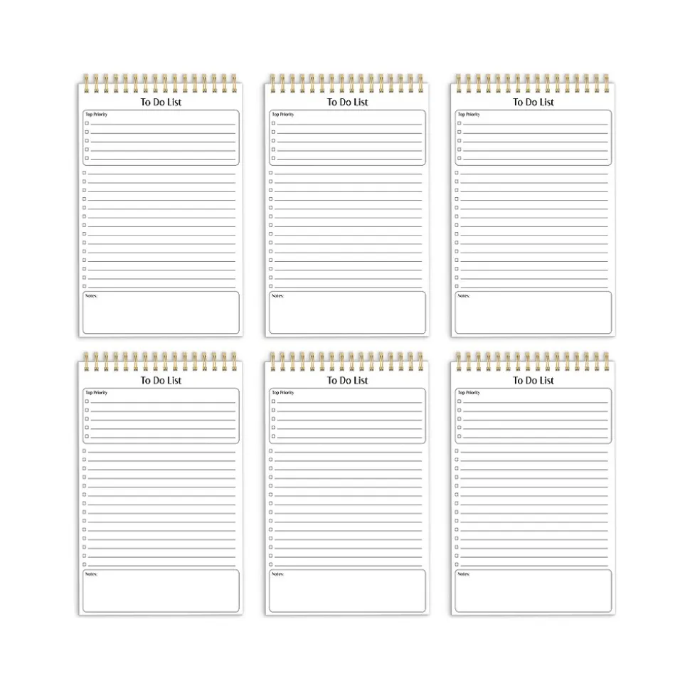 Better Office To-Do List Notepad, 5.5" x 8.5", Ruled, White, 50 Sheets/Pad, 6 Pads/Pack (25825-6PK)