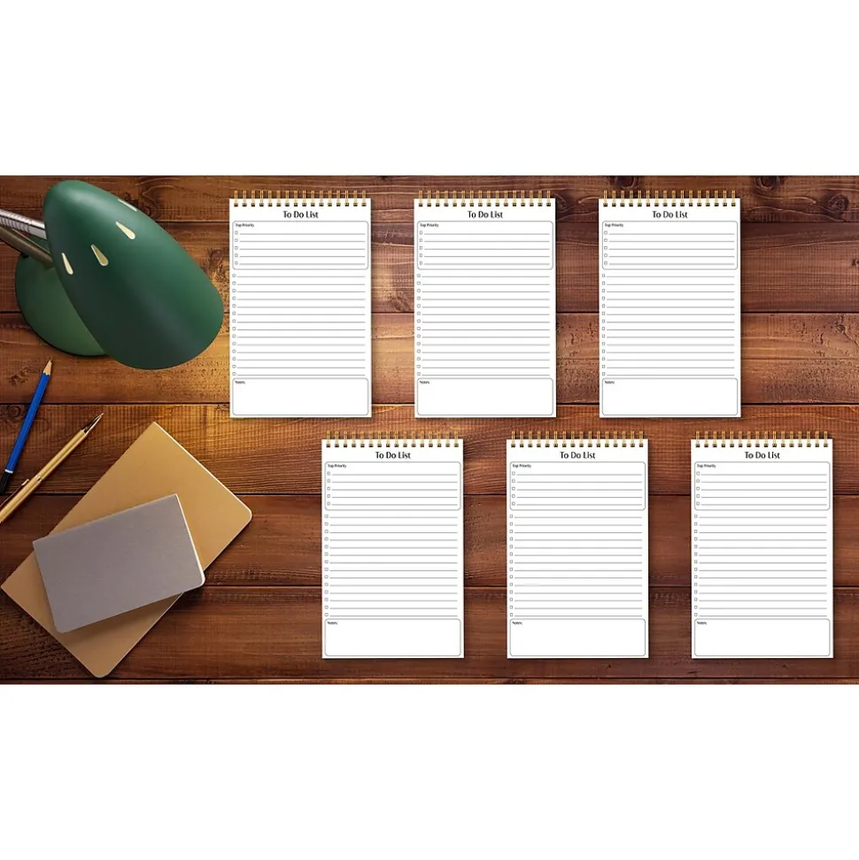 Better Office To-Do List Notepad, 5.5" x 8.5", Ruled, White, 50 Sheets/Pad, 6 Pads/Pack (25825-6PK)