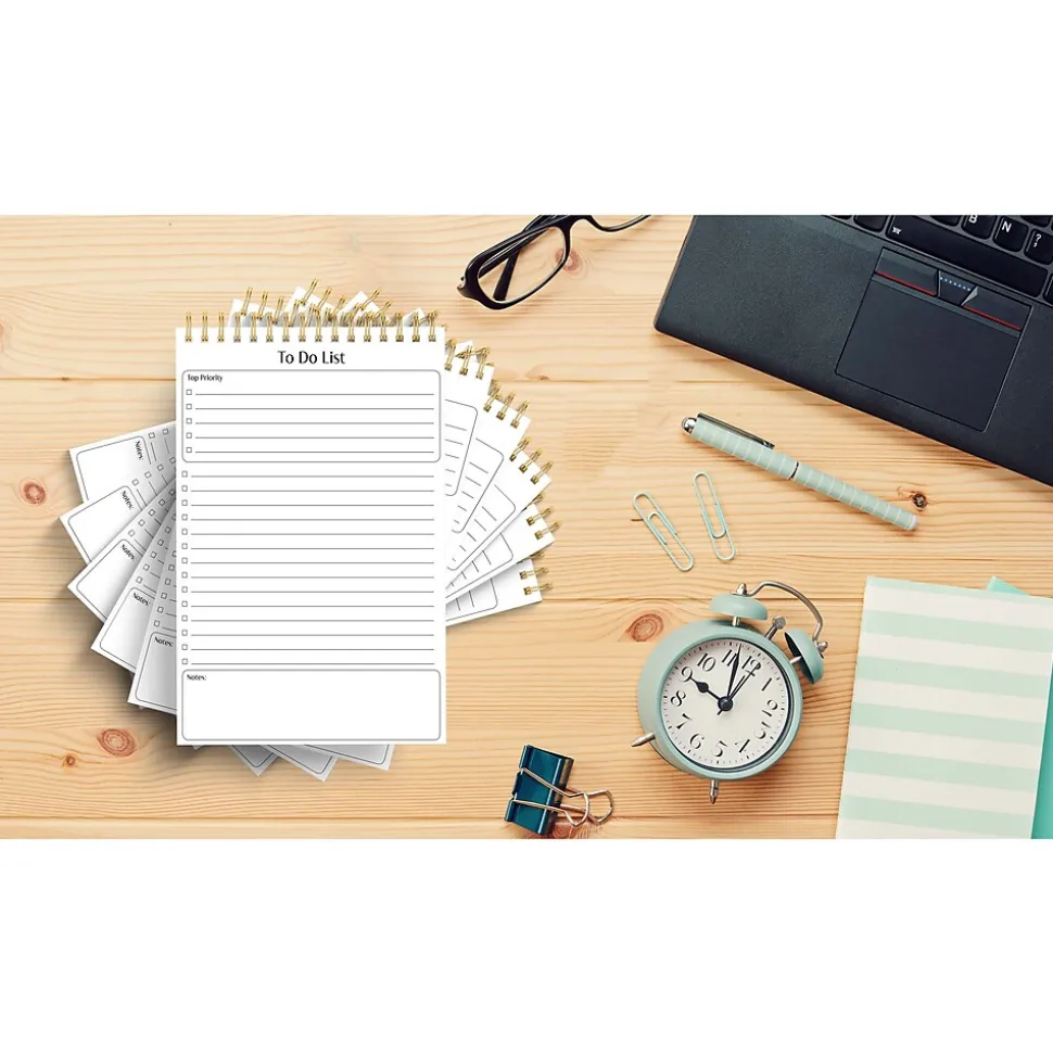 Better Office To-Do List Notepad, 5.5" x 8.5", Ruled, White, 50 Sheets/Pad, 6 Pads/Pack (25825-6PK)