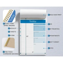Better Office To-Do List Notepad, 7" x 10", Project-Ruled, White/Blue, 52 Sheets/Pad (25820)