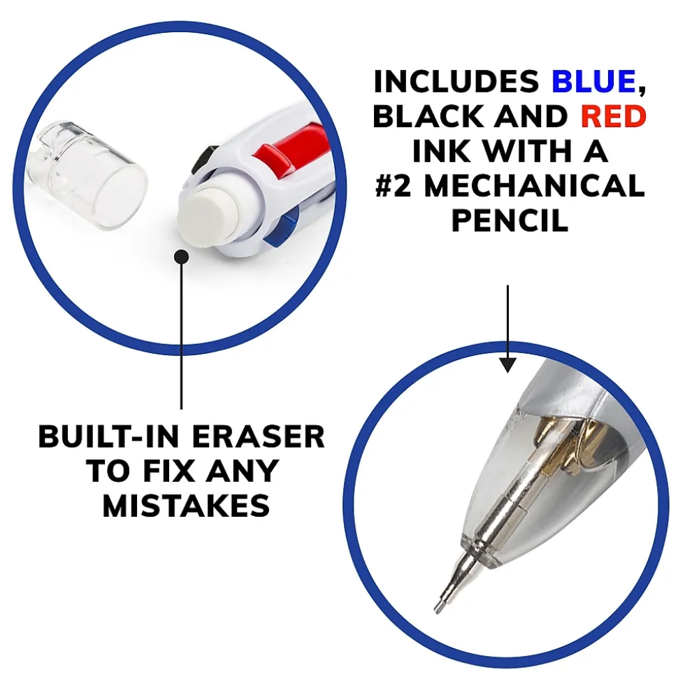 BIC 4 Color Retractable 3+1 Ballpoint Pen and Mechanical Pencil, Medium Point (MMLP1AST)