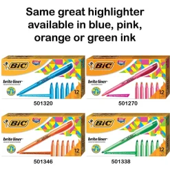 BIC Brite Liner Stick Highlighter, Chisel Tip, Yellow, Dozen (65550)