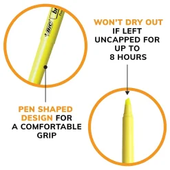 BIC Brite Liner Stick Highlighter, Chisel Tip, Yellow, Dozen (65550)