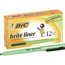 BIC Brite Liner Stick Highlighters, Chisel Tip, Fluorescent Green, 216/Carton (BL11GRNCT)