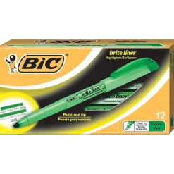 BIC Brite Liner Stick Highlighters, Chisel Tip, Fluorescent Green, 216/Carton (BL11GRNCT)