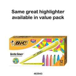 BIC Brite Liner Stick Highlighters, Chisel, Assorted, 5/Pack (BLP51W-AST)