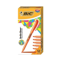 BIC Brite Liner Stick Highlighter, Chisel Tip, Orange, Dozen (90338/BL11OR)