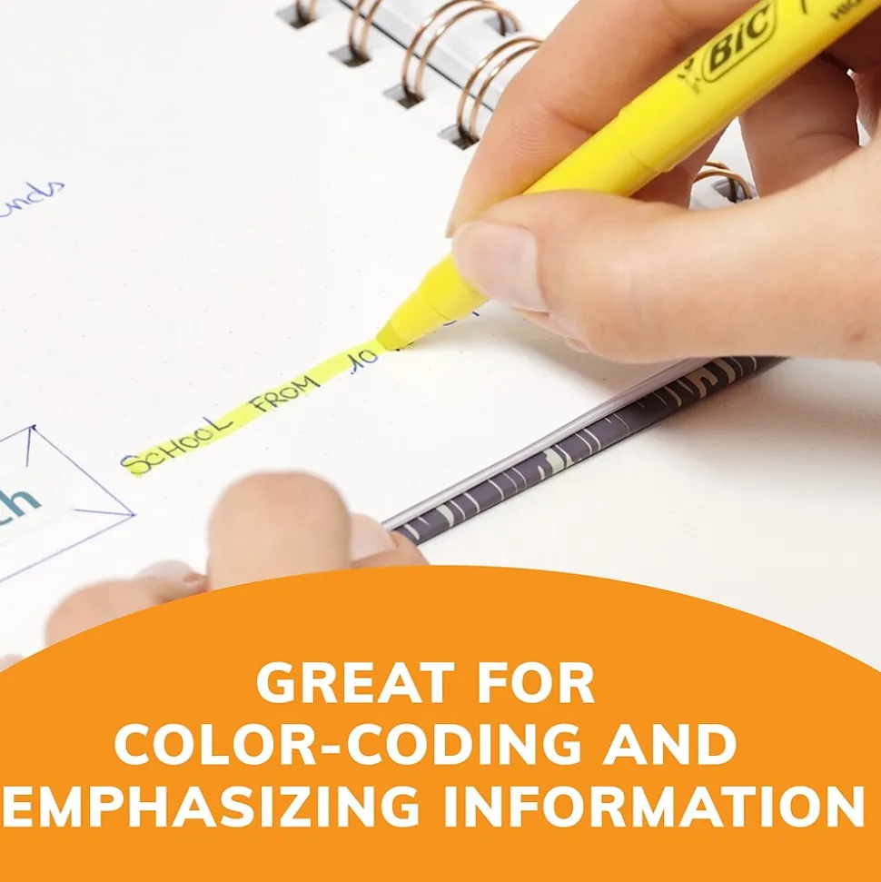 BIC Brite Liner Stick Highlighter, Chisel Tip, Yellow, 24/Pack (BL241YEL)