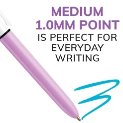 BIC 4-Color Ballpoint Retractable Pen, Medium Point, Assorted Ink, 2/Pk (AMP21AST)