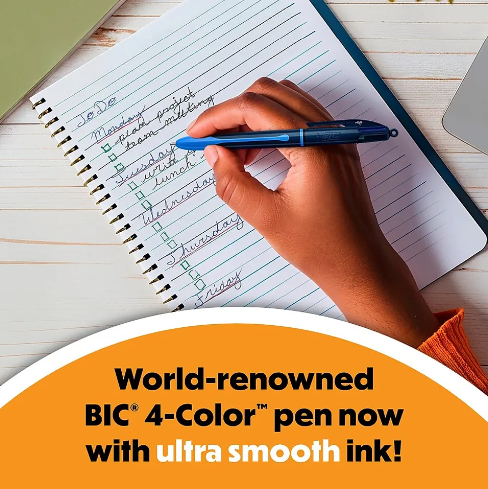 BIC 4-Color Smooth Retractable Ballpoint Pen, Medium Point, Assorted Ink, 3/Pack (MMSP3-AST)