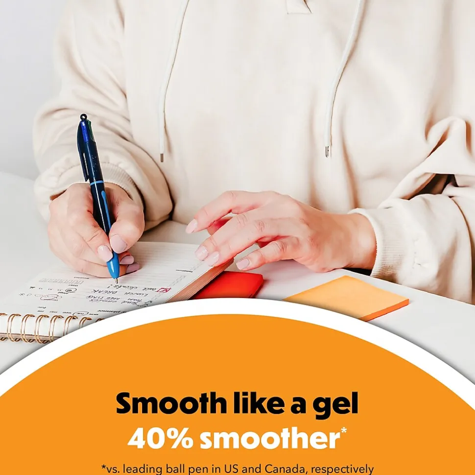 BIC 4-Color Smooth Retractable Ballpoint Pen, Medium Point, Assorted Ink, 12/Pack (MMS11-AST)