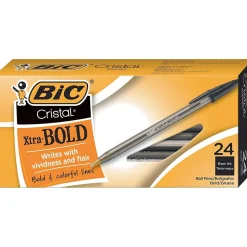 BIC Cristal Ballpoint Stick Pens, Bold Point, Black Ink, 24/Box (MSBP241-BLK)