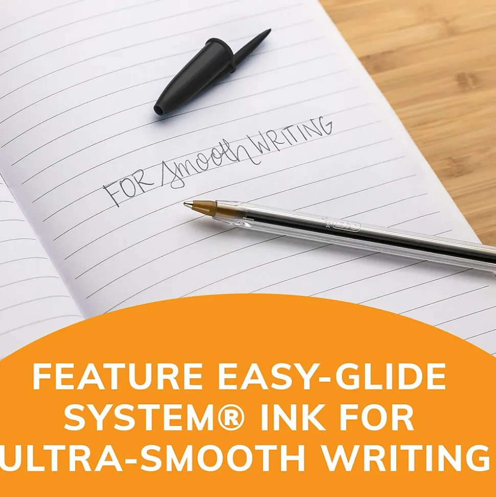 BIC Cristal Xtra Smooth Ballpoint Penss, Medium Point, 0.1mm, Black Ink, Dozen (MS11BK)