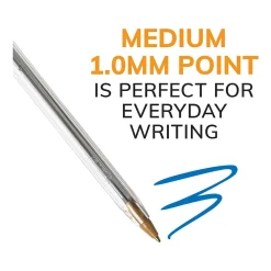 BIC Cristal Xtra Smooth Ballpoint Pen, Medium Point, Blue Ink, 24/Box, 6 Boxes/Pack (MS144E-BLU)