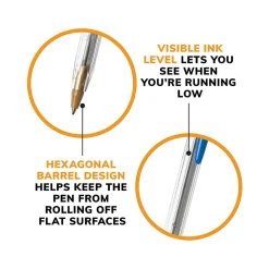 BIC Cristal Xtra Smooth Ballpoint Pen, Medium Point, Blue Ink, 24/Box, 6 Boxes/Pack (MS144E-BLU)