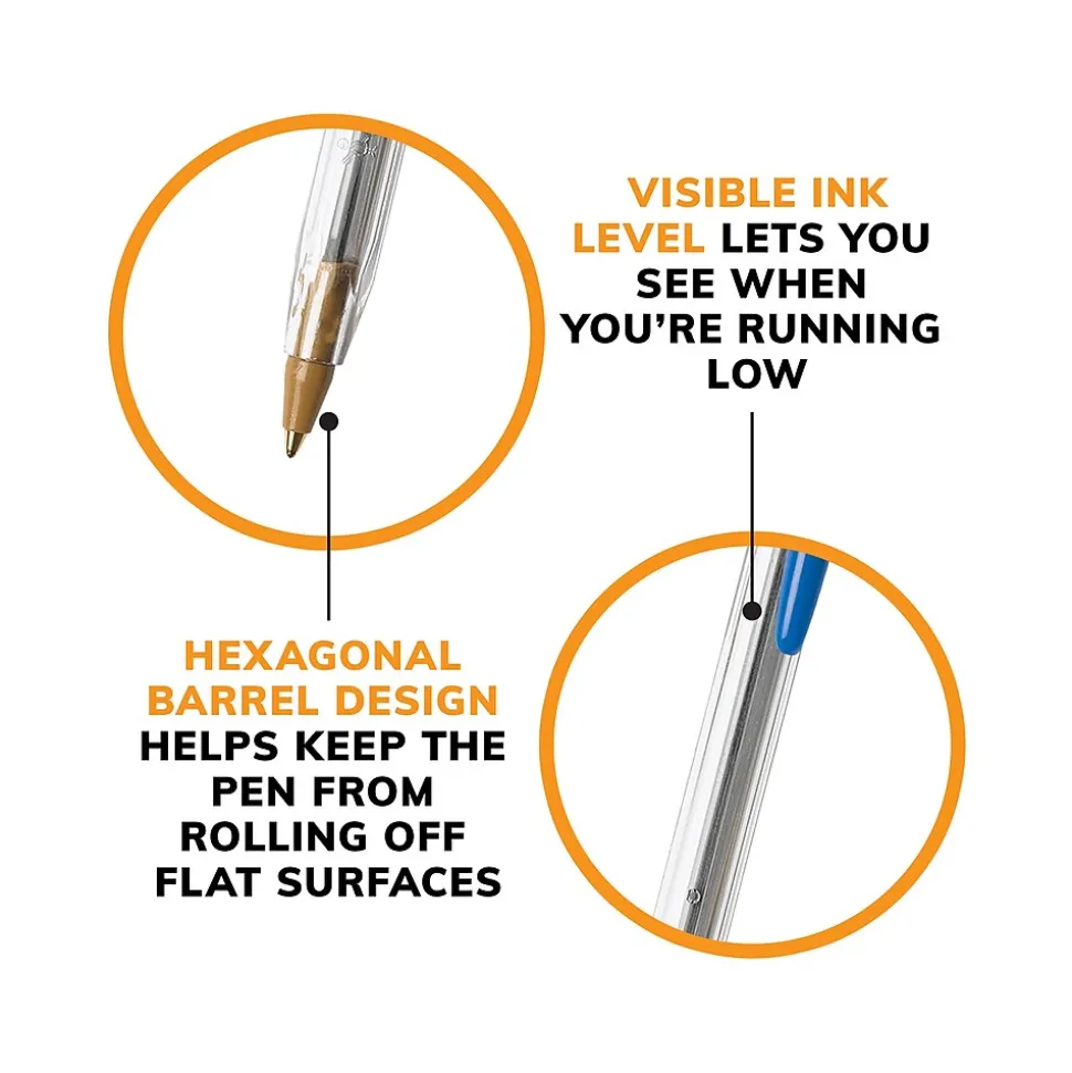 BIC Cristal Xtra Smooth Ballpoint Pen, Medium Point, Blue Ink, 24/Box, 6 Boxes/Pack (MS144E-BLU)